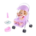 thumbnail image 4 of Cochecito de bebé para muñeca de juguete muñeca de juguete realista para vacaciones Navidad cumpleaños púrpura, 4 of 9