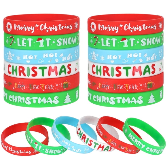 Pulseras navideñas de silicona JuneBrushs, 42 unidades, 20,3 cm