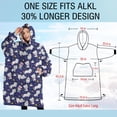 thumbnail image 4 of Oversized Wearable Blanket Hoodie,Dark Blue Cartoon Cat Unicorn Pattern Sherpa Blanket Hoodie with Super Pockets,Super Warm Fuzzy Pullover for Women & Men, 4 of 6