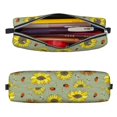thumbnail image 2 of Fotbe Sage Green With Sunflowers Pattern Leather Pencil Case, Pencil Pouch with Durable Zipper, Compact and Stylish Organizer for Stationery, Art Supplies, Travel Essentials, 2 of 7