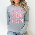 thumbnail image 4 of Pink Bow Print Coquette Sweatshirt, Cute Girly Long Sleeve Bow Pattern Top, Feminine Casual Pullover, Soft Pink Bow Sweatshirt for Women, 4 of 7