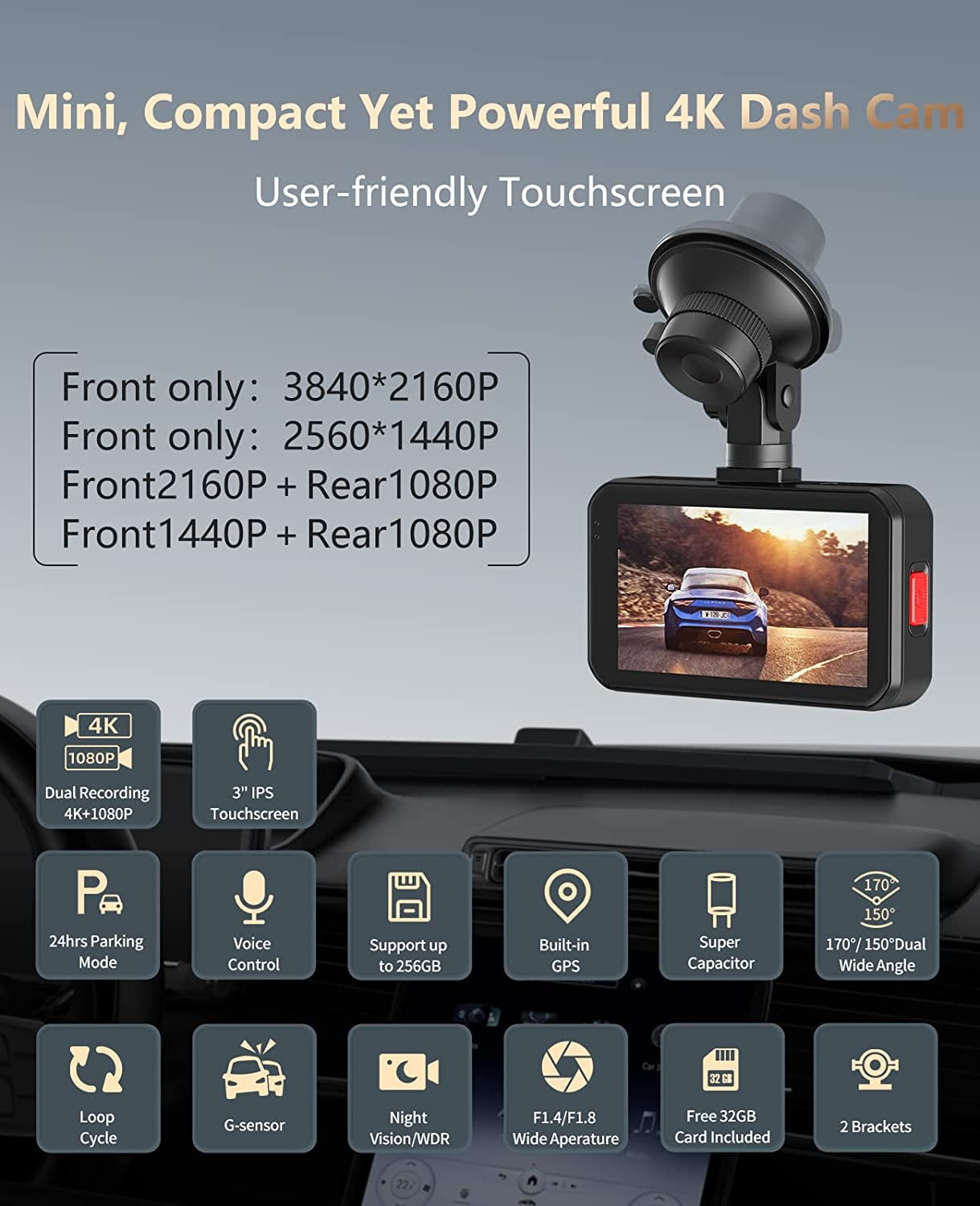 Cámara para Auto Dash Cam: Alta Definición 1080P con Ángulo Amplio