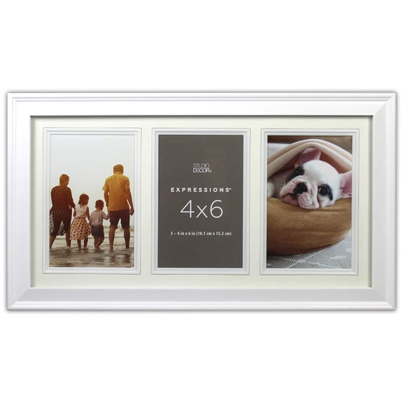 Studio Decor Expressions 3 Opening 4" x 6" White Collage Frame
