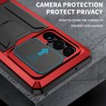 thumbnail image 3 of Allytech Rugged Case for Samsung Galaxy S24 Ultra with Screen Protector & Camera Lens Sliding Cover, Anti-Drop Dustproof Hidden Kickstand Heavy Duty Triple-Layer Protection Shell, Red, 3 of 7
