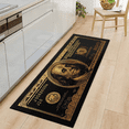 thumbnail image 2 of Black Gold Rugs 100 Dollar Bill Area Runner Money Rugs Nonslip Rubber Backed Laundry Room Rug Runner Floor Mat for Living Room Dining Room Washroom Bathroom Mudroom Kitchen Doormat Hallway 16"X39", 2 of 9
