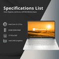 thumbnail image 2 of HP 15.6" FHD Laptop, Anti-Glare Business Laptop, Intel Core i3-1215U, 32GB RAM, 1TB SSD, Intel UHD Graphics, Silver, Windows 11 Home, Hotface 32GB USB Card, 2 of 2