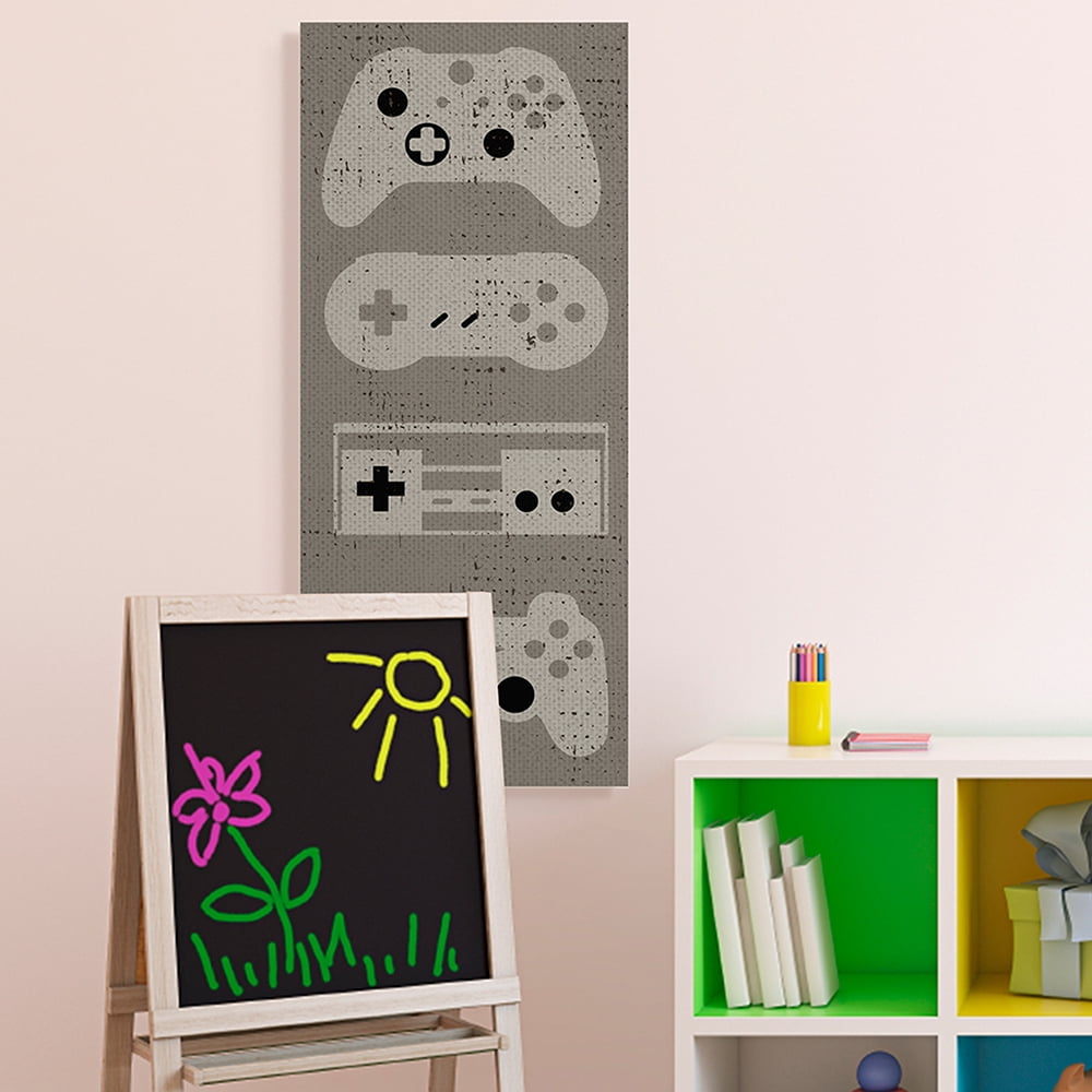 Stupell Industries Common Game Controllers Vintage Distressed Brown Canvas Wall Art by Daphne Polselli