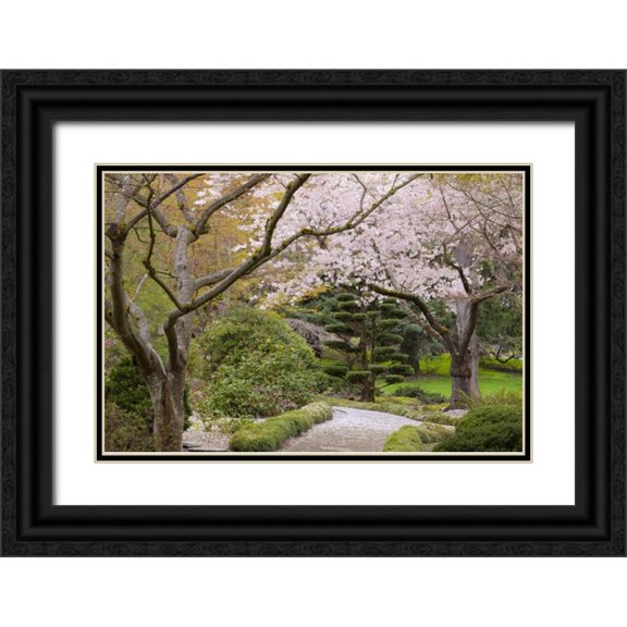 Paulson, Don 32x23 Black Ornate Wood Framed with Double Matting Museum Art Print Titled - Oregon, Ashland Spring scenic in Lithia Park