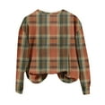 thumbnail image 4 of WTOBBY Women's Retro Plaid Print Long Sleeve Pullover, Halloween Fall Fashion Top with Crewneck, Casual Comfort Fit Blouse for Seasonal Style,Ginger M, 4 of 4