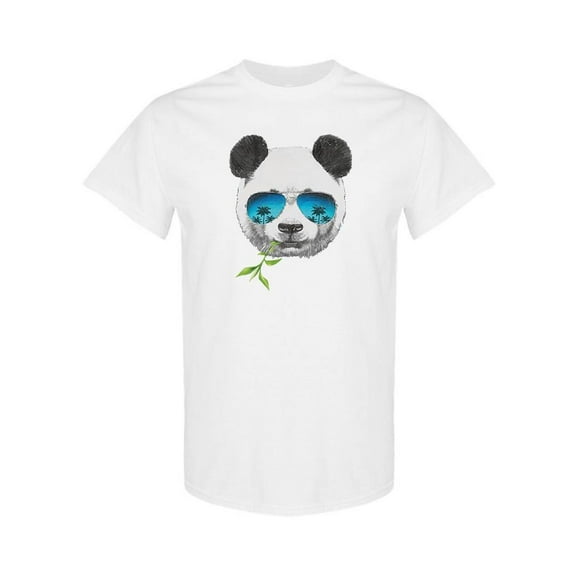 SPIdeals Mens Graphic Tee - Cool Panda With A Leaf - Regular Fit 100% Cotton