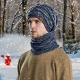thumbnail image 5 of iHPH7 Hat and Scarf Set Knit Hat Snow Caps Warm Hat Warm Neck Gaiter Knit Beanie and Scarf Set Navy One Size, 5 of 9