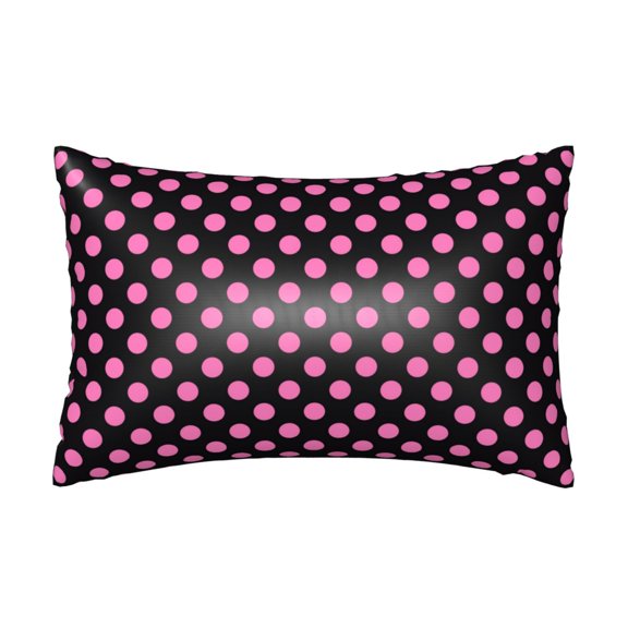 Silk Pillow Case for Hair And Skin Queen - pink polka dot black Cooling Sleep Throw Pillow Covers Standard Size 20x30in, comfort Satin Pillowcase with Zipper for Women Men
