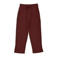 thumbnail image 6 of ZACPNCV Pants for Girls Summer Casual Loose Cotton Linen Straight Wide Leg Drawstring Elastic Waist Solid Cropped Pant Red 10-11 Years, 6 of 8