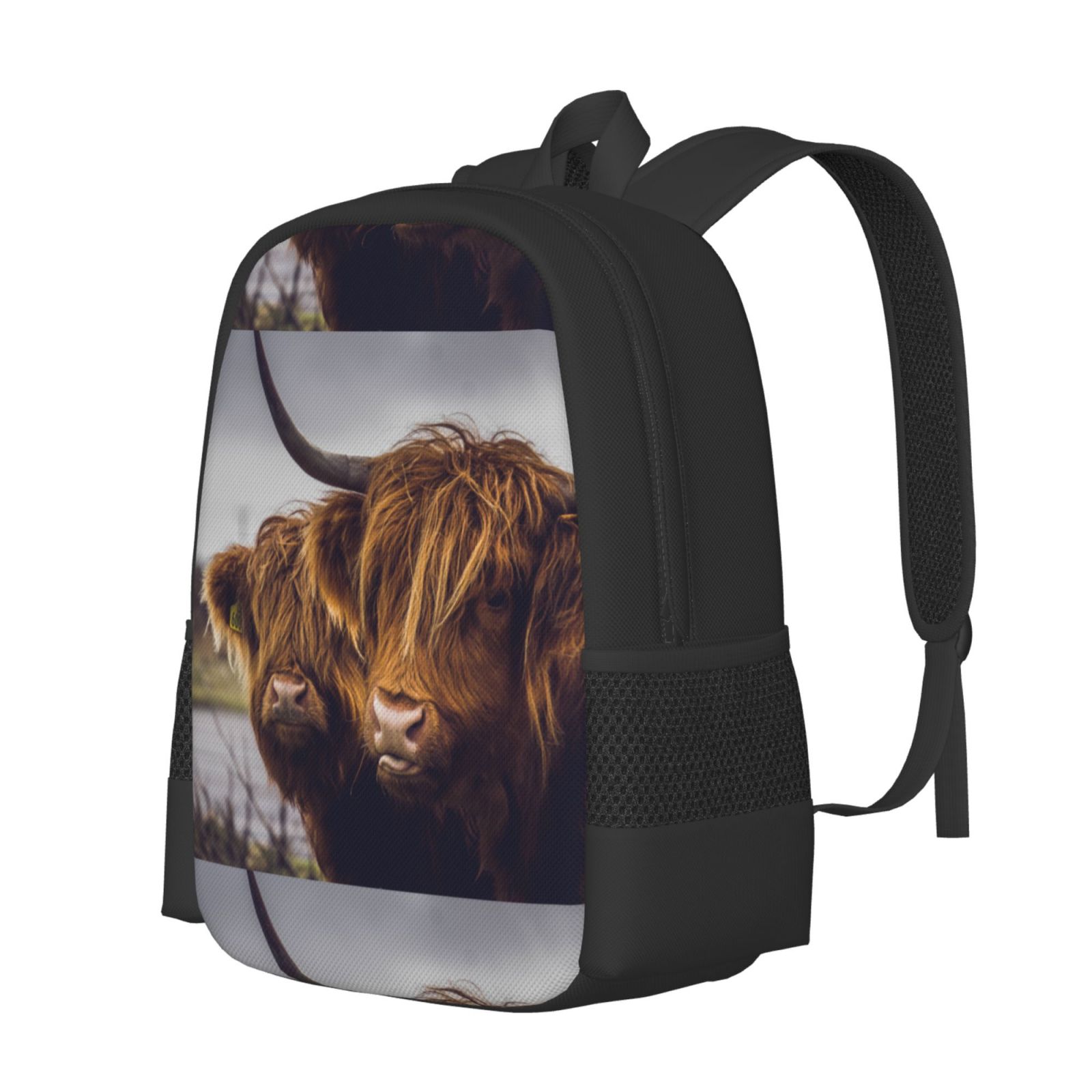 Vsdgher Portrait Of Cow With Its Baby Cow Print Backpack for Women Men School Bookbag with Laptop Compartment for College Work Travel, Simple Fashion Casual Daypack, Fit 15" Laptop