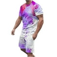 thumbnail image 2 of UVEASISHA Mens Summer Pajamas Set,Men Short Sets Outfits 2 Piece Casual Summer Tracksuits Short Sleeve Muscle Gym Workout Athletic Sports Suits Sets Purple, 2 of 5