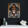 thumbnail image 4 of JEUXUS African American Black Woman Silver Glitter Textured HD Canvas Wall Art Print Poster,Sparkly Women's Wall Decor Fashion Female Paiting Canvas for Living Room Bedroom Bathroom Home ,16x20in, 4 of 4