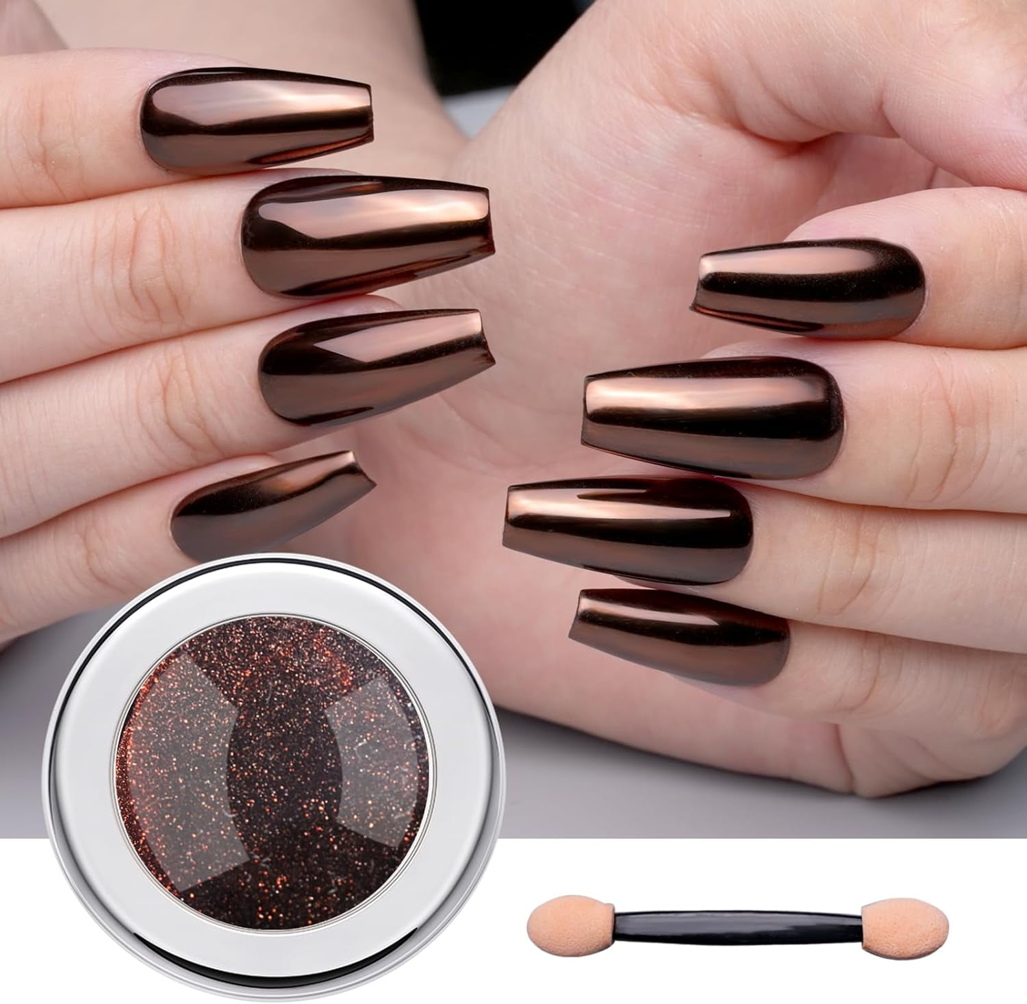 Chrome Nail Powder - Rose Gold/Pink Nails Chrome Powder Mirror Effect, Premium Metallic Mirror Chrome Nail Powder Pigment for Nail Art Decoration