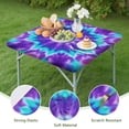 thumbnail image 4 of Purple Blue Tie Dye Spiral Pattern Square Fitted Tablecloth with Elastic Edge,Square Table Cover,Washable Elastic Table Cover for Home Kitchen Party Decor 34"x34", 4 of 6