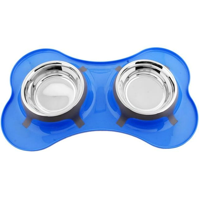 Iconic Pet 52408 32 oz Color Splash Designer Bone Shape Fusion Diner for Dog & Cat, Blue - 4 Cups