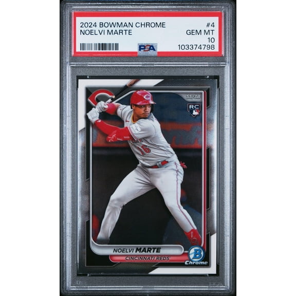 Graded 2024 Topps Bowman Chrome Noelvi Marte #4 Rookie RC Baseball Card PSA 10 Gem Mint