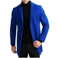 thumbnail image 3 of UVEASISHA Mens Winter Peacoat Wool Blend Casual Business Trench Coats Big and Tall Fashion Single Breasted Jackets Solid Warm Overcoat with Pockets Blue XL, 3 of 10