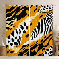 Homewish Leopard Cheetah Print Blackout Curtains Set of 2 (52x84 Each) for Adult, Orange Polkadots Art Window Curtains, Fashion Wildlife Curtains and Drapes, Window Curtains Bedroom Decor