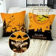 thumbnail image 5 of Halloween Decorations Throw Pillow Covers Set of 4 16x16 inch, Orange Pumpkin Moon Pillowcase Trick or Treat Cushion Couch Cover Ghost Short Plush Castle Farmhouse Fall Outdoor Cushion Cases, 5 of 6