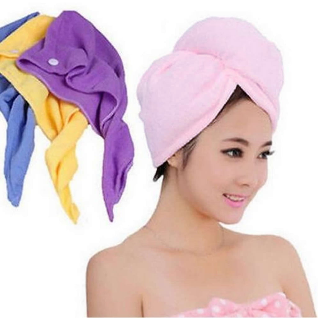 Microfiber Towel Quick Dry Hair Magic Drying Turban Wrap Hat Spa Bathing Cap Hot 