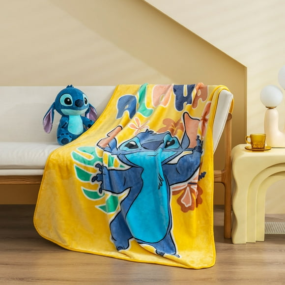 Cartoon Stitch Blanket Disney Mickey Anime Fashion Flannel Fluffy Fleece Throw Blankets Cute Sofa Napping Blanket Travel Camping