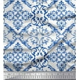 thumbnail image 1 of Soimoi White Heavy Canvas Fabric Vector Design Damask Print Sewing Fabric Yard 58 Inch Wide, 1 of 3