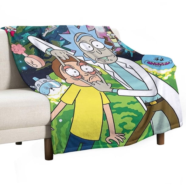 Manta de Rick & Morty, de varios tamaños, súper suave, de tela con superficie vertical, acogedora y cálida, adecuada para cama, sofá, camping, viajes, para todas las estaciones, ligera y compacta, 30