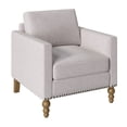 thumbnail image 6 of Accent Chair, Classic Linen Armchair with Bronze Nailhead Trim, Upholstered Single Sofa Couch with Thick Backrest and Seat Cushion, Wooden Legs Arm Chair for Living Room, Bedroom, Balcony, Beige, 6 of 7