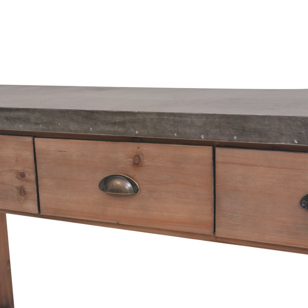 Kepooman Console Table with 3 Drawers for Living Room, Brown Kepooman Console Table with 3 Drawers for Living Room, Brown