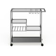 thumbnail image 3 of Furniture of America Baza Contemporary Chrome Metal Serving Cart with Stemware Rack by, 3 of 5