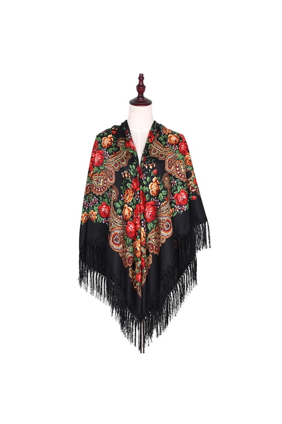 Black Scarfs Scarf Women Fashion Bohemian Scarf Ethnic Style Tie Tassel Scarf Prevents In Cape Large Scarf
