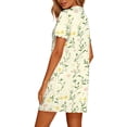 thumbnail image 6 of Women's Summer Nightgowns Button Down Lapel Collar Short Sleeve Sleep Shirt Pajama Dress Casual Printed Oversized Lightweight Comfy Loungwear Nightgown, 6 of 7