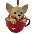 thumbnail image 4 of Galt International Teacup Chihuahua Puppy Christmas Figurine Ornament - 3.5" - Red and Brown, 4 of 4
