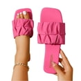 thumbnail image 2 of Women's Pleated Square Toe Slide Sandals, Trendy Wedding & Summer Flat Sandals, 2 of 6