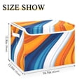 thumbnail image 5 of Yayeee Collapsible Cube Storage Bin with Lid Fabric Closet Decorative Basket with Handles, Orange Abstract Wavy, 5 of 7