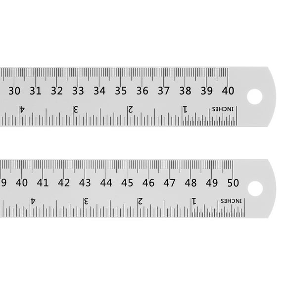 Steel Ruler 40cm 16 Inch & 50cm 20 Inch Metal with Conversion Table, 2 Pieces