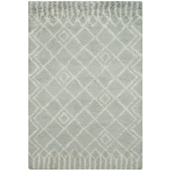 SAFAVIEH Casablanca Wilmer Abstract Shag Area Rug, Blue/Ivory, 4' x 6'