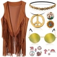 thumbnail image 1 of Disfraz de fiesta de los años 60 y 70 para mujer, conjunto de ropa hippie para Halloween, 1 of 5