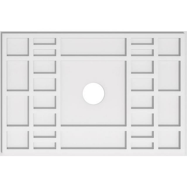 Ekena Millwork CMP34X22BX-04000 4 in. ID x 11.75 in. Rectangle Beaux Architectural Grade Médaillon de Plafond Contemporain PVC
