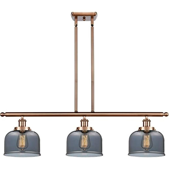 Innovations 916-3I-AC-G73-LED Large Bell 3 Light Island Light part of the Ballston Collection, Antique Copper