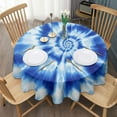 thumbnail image 3 of Blue Tie Dye Mandala Pattern Round Tablecloth 60"x60",Wrinkle Wipeable Table Cloth for Kitchen Dining Room Picnic Patio Party, 3 of 6