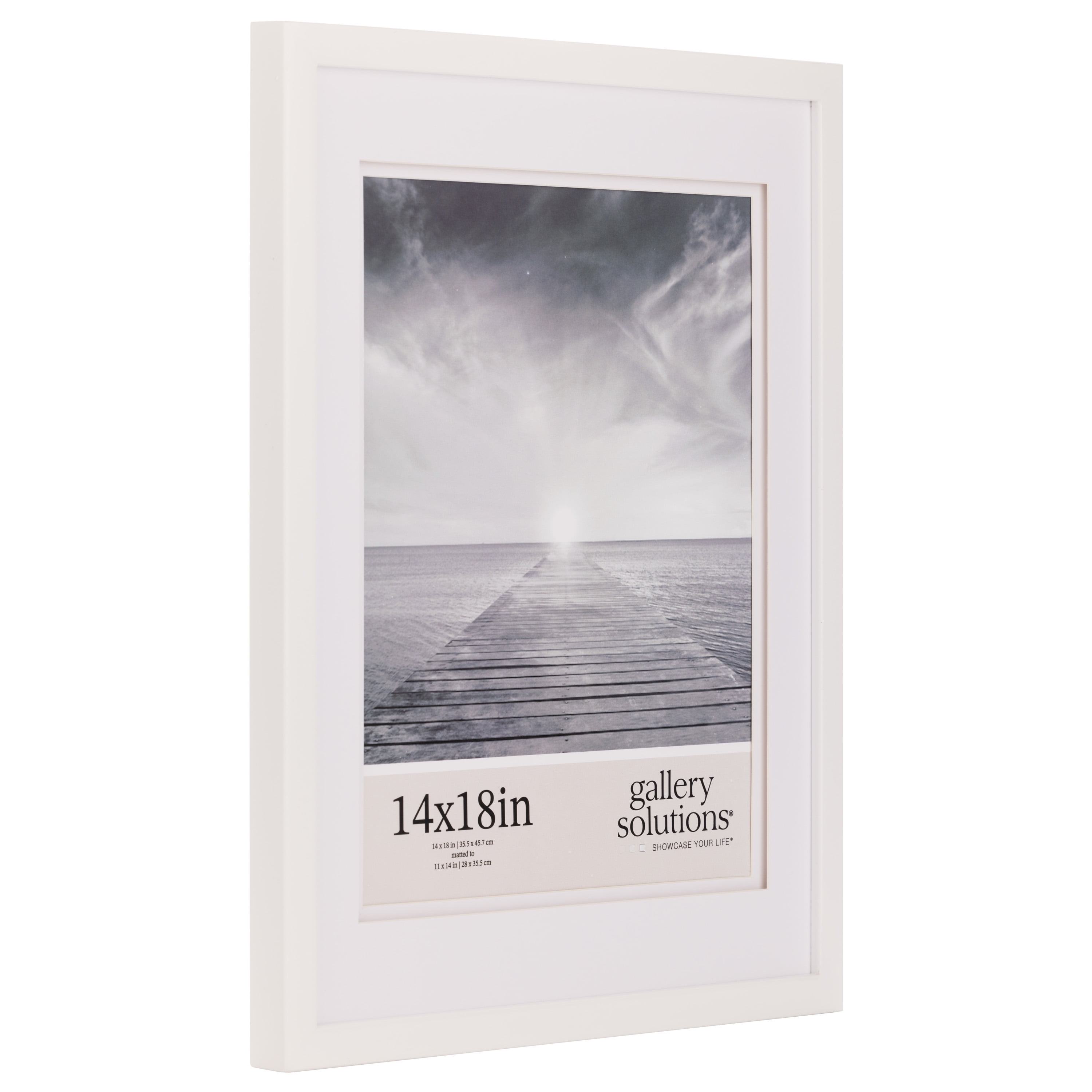 Gallery Solutions 14"x18" White Frame, Double Mat Wall Tabletop Display for 11"x14" Photos