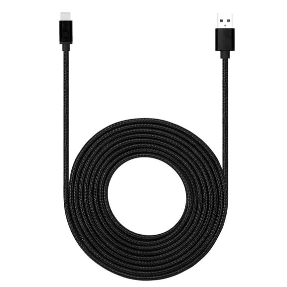 Mimifly Braided USB Type C Cable, 15ft, Black, Compatible with Samsung Galaxy A50, A51, A71, S20, S10 Plus