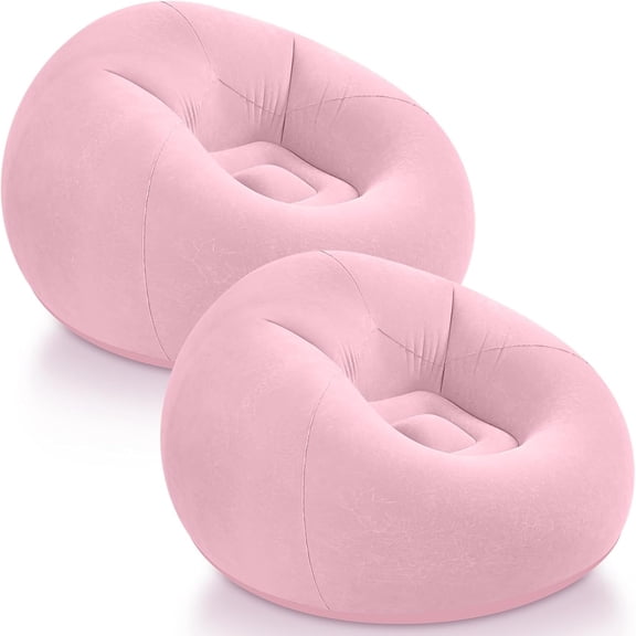 Inflatable Bean Bag Chairs Outdoor Blow up Camping Chairs Inflatable Lazy Sofa Folding Portable Bean Bag Loungers Couch for Movie Night (Light Pink,2 Pcs)