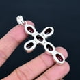 thumbnail image 4 of Mozambique Garnet 925 Sterling Silver Gemstone Oval Cross Pendant 3.2" VJ 319, 4 of 5