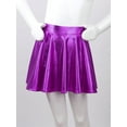 thumbnail image 4 of Oyolan Kids Girls Shiny Metallic Mini Flared Pleated Skater Skirt Athletic Dance Scooter Skorts Skirts Purple 8, 4 of 7